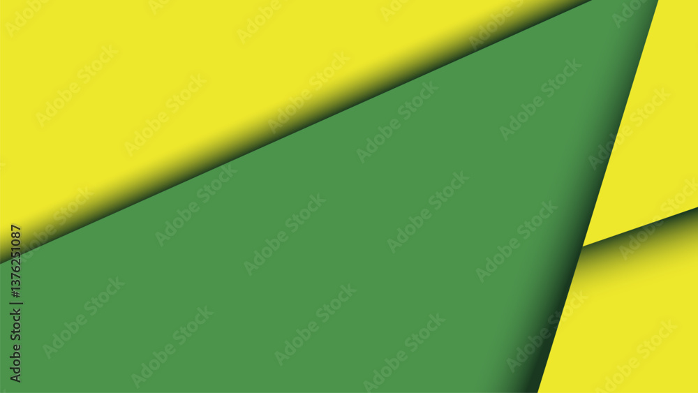 Poster a bold yellow and green papercut background with smooth layered lines. perfect for branding, web, so