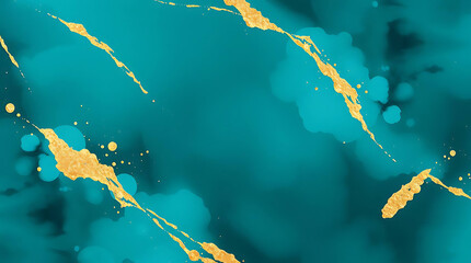 Teal & Gold Abstract Marble Background