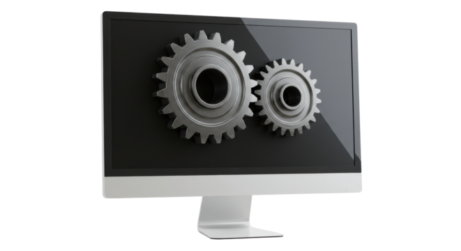 Isolated Computer Monitor with Gears