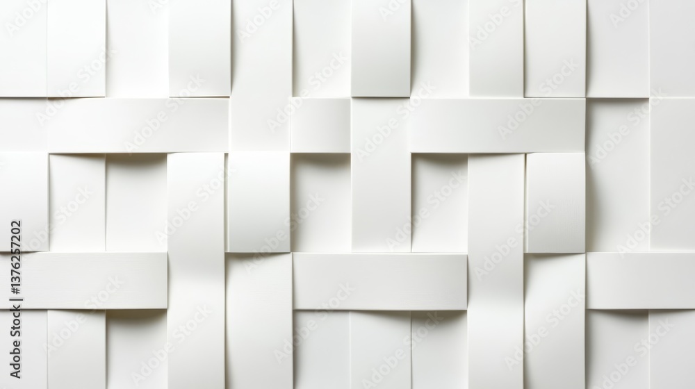 Poster white interwoven geometric pattern - abstract of a white geometric pattern with interwoven rectangul