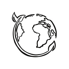 sign plant protects planet line vector hand drawn illustration