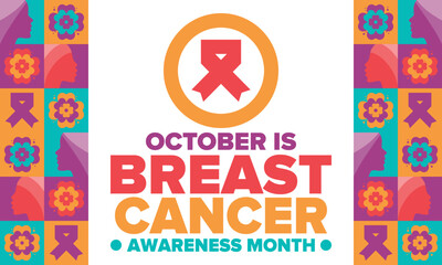 Breast Cancer Awareness Month. Pink october. Pink ribbon. Woman healthcare. Celebrate annual. Medic concept. Girl solidarity. Cancer prevention. Female disease. Poster, banner and background. Vector