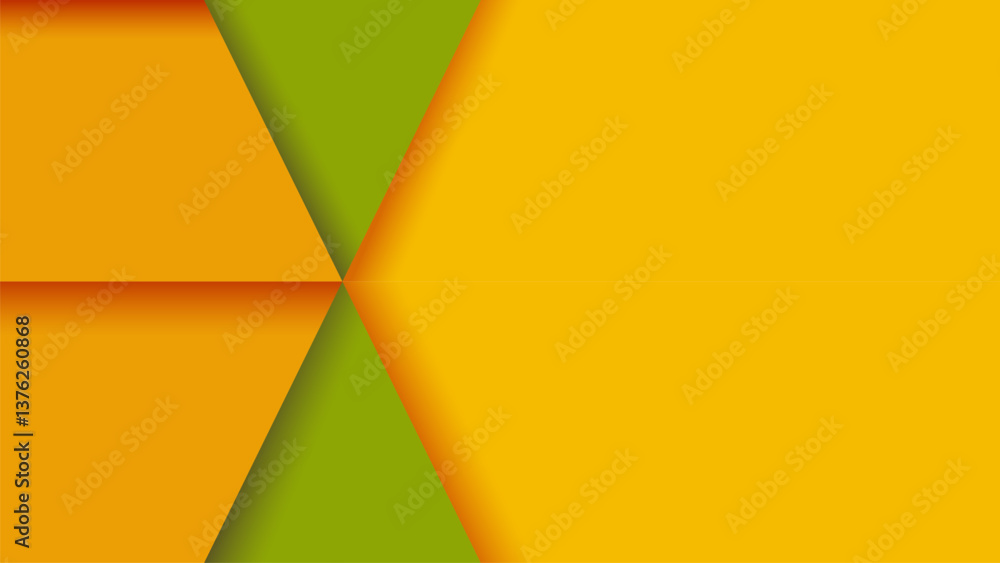 Poster a bold yellow and green papercut background with smooth layered lines. perfect for branding, web, so