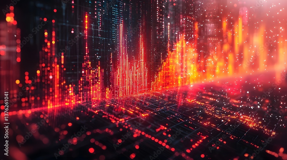 Poster a dynamic holographic display of exponential financial data growth