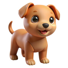 Fototapeta premium A cute, cartoonish puppy with a cheerful expression, large eyes, and a playful stance, illustration of 3d rendering. 