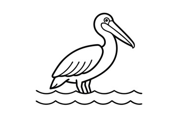 Brown Pelican Bird Outline, Water, Aquatic, Wildlife, Nature