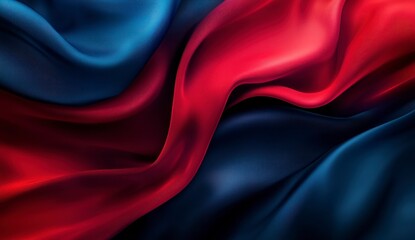 Obraz premium Waving Red and Blue Satin Fabric Backdrop for Luxury Design Projects