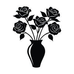 rose flowers in vase on white background 