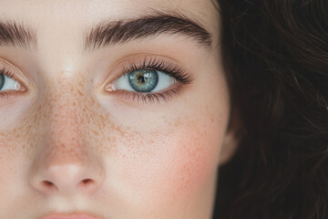 Obraz premium A woman with blue eyes and brown hair