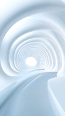 Obraz premium Abstract White Tunnel with Curved Path and Light at the End