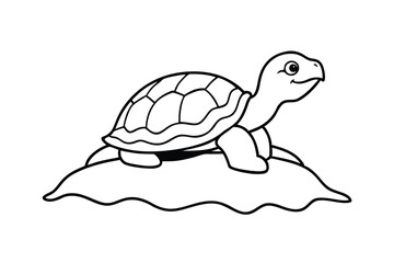 Cute Cartoon Turtle Illustration Shell, Legs, Happy, Land, Drawing
