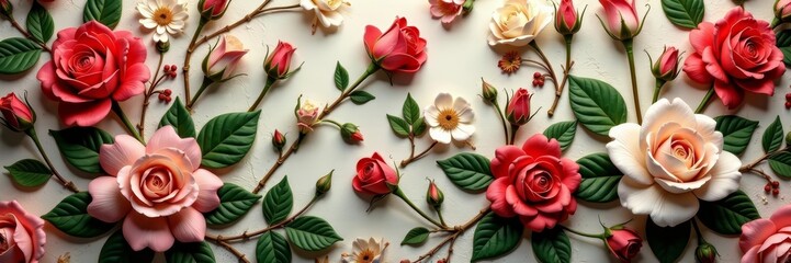 Intricate vintage floral wallpaper pattern with embossed roses and leaves, embossed, pattern, vintage