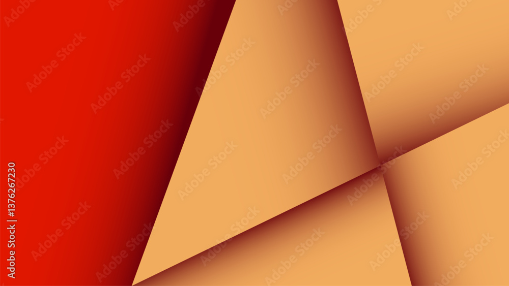 Poster a bold orange papercut background with smooth layered lines. perfect for branding, web, social media