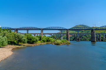 Douro river bridges Peso da Regua Portugal
