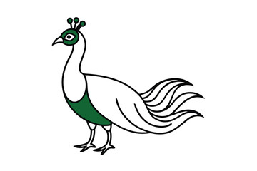Elegant Green and White Peacock Bird Illustration Design
