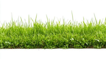 Fototapeta premium Lush Green Grass Border on White Background
