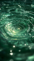 A swirling vortex in a body of water with light reflections