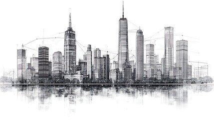Cityscape architectural sketch