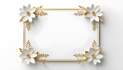 White And Gold Small Floral Card Frame With White Background, An Opulent Card Frame With Royal Golden Floral Décor, A Vintage-inspired Floral Card Frame With Gold, A Sophisticated Art Deco-style Flora