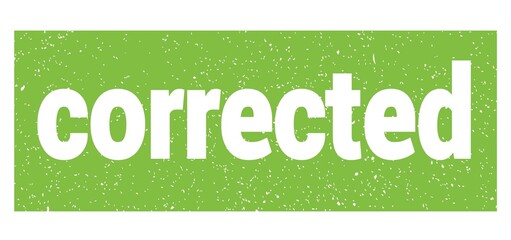 corrected text written on green stamp sign.