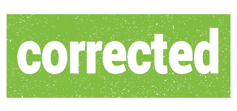 corrected text written on green stamp sign.