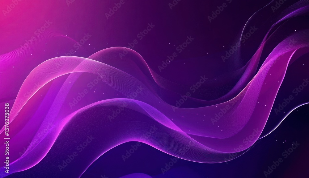 Poster abstract flowing purple waves design with gradient background and glowing effect