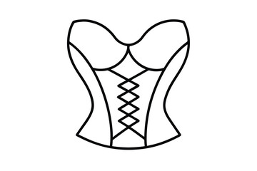 Elegant Black Corset Outline, Fashion Design, Apparel, Strapless, Laceup