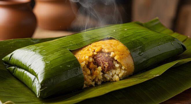 Authentic Nicaraguan Nacatamal Delights Wrapped in Fresh Plantain Leaves