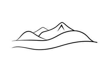 Simple Line Art Mountain Range Landscape Illustration Drawing