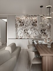 Cozy modern living room interior have sofa and decor accessories with white color wall- 3D rendering