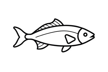 Simple Line Drawing of a Fish Aquatic, Ocean, Marine Life