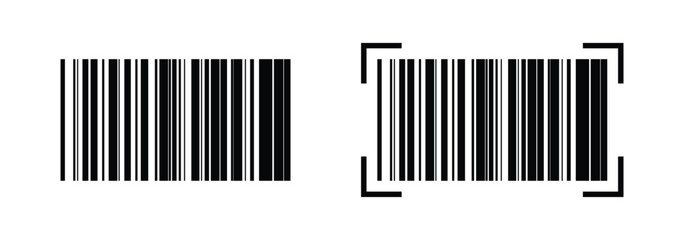Barcode scanner icon vector icon set in black color. Suitable for apps and website UI designs. Vector barcode icon set on white background.