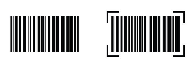 Barcode scanner icon vector icon set in black color. Suitable for apps and website UI designs. Vector barcode icon set on white background.