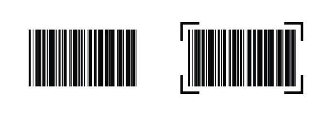 Barcode scanner icon vector icon set in black color. Suitable for apps and website UI designs. Vector barcode icon set on white background.