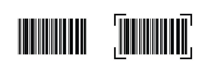 Set of bar code icon symbol vector on isolated white background