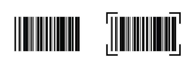 Set of bar code icon symbol vector on isolated white background