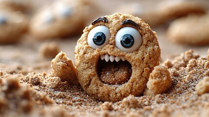 Obraz premium Funny Cookie Buried in Sand of excellence in splendor beyond compare with grace in style....