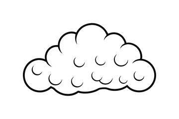 Cartoon Cloud Bush, Simple Nature Illustration, Black Outline