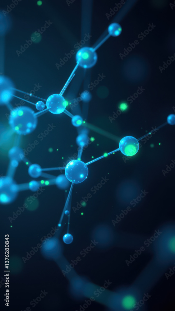 Poster high-resolution molecular model of glp-1 with colorful atoms.