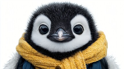 Cute Penguin Chick Wearing Yellow Scarf of excellence in splendor beyond compare with grace.