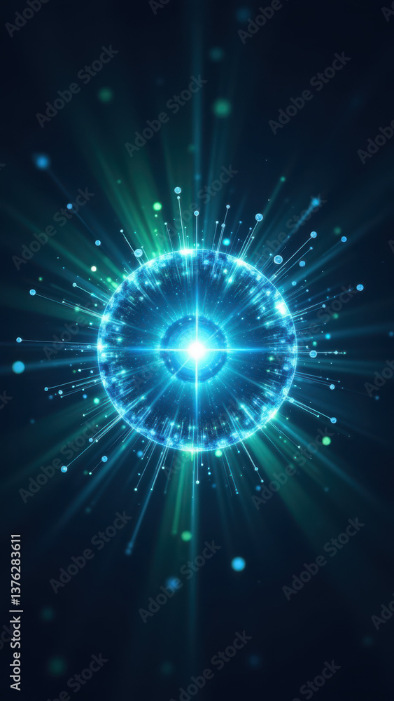 Aufkleber a digital representation of a glp-1 molecule with an intricate network of glowing lines emanating fr