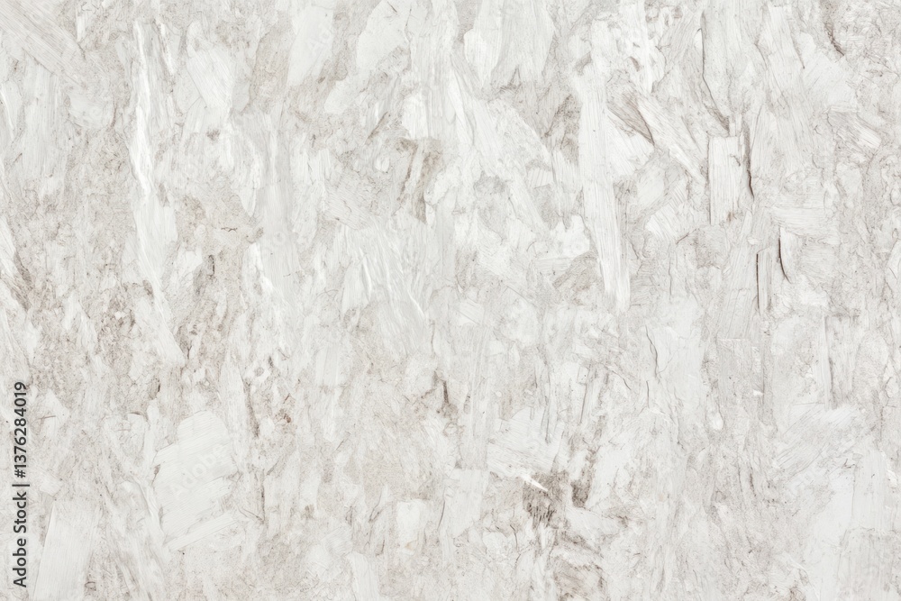 Poster horizontal view of a light-toned osb board with soft white and grey hues, emphasizing the rough yet 