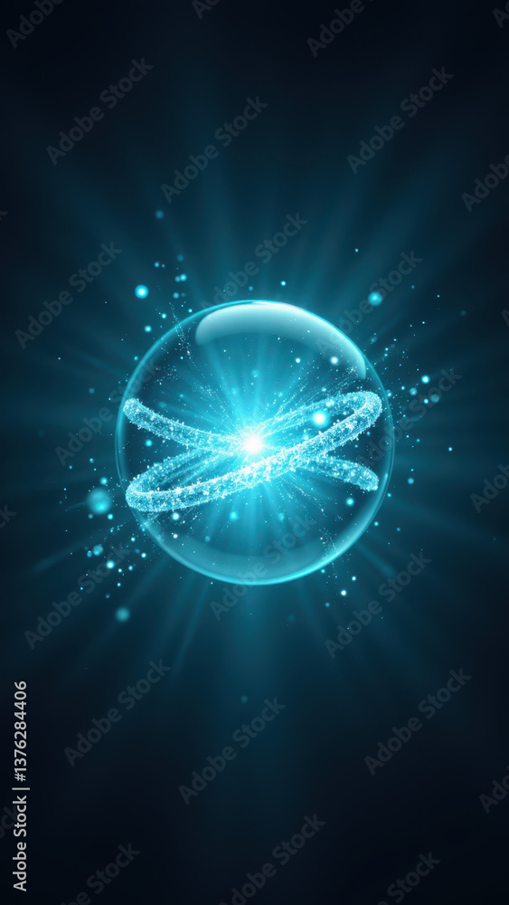 Poster image features a stylized molecular model centered on a glowing sphere with a star-like pattern, rep