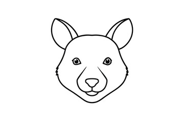 Simple Line Art Drawing of a Cute Kangaroo Face