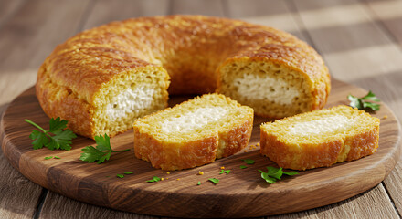 Mbey?, Paraguayan cheese bread made from cassava starch baked in a circular shape