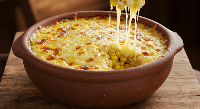 Delicious paraguayan sopa paraguaya with gooey melted cheese and fresh corn