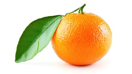 Fresh, whole mandarin orange with leaves