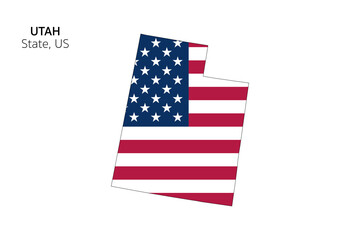 Flag Map of Utah state, US