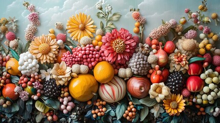 Many kinds of fruits are placed together.