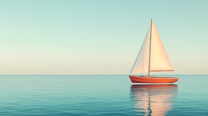 Fototapeta premium Peaceful sailboat on a calm ocean